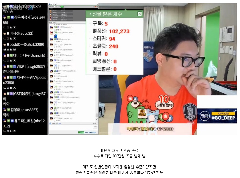 포모스 생일 방송한 감스트의 별풍선 수금 생일 방송한 감스트의 별풍선 수금