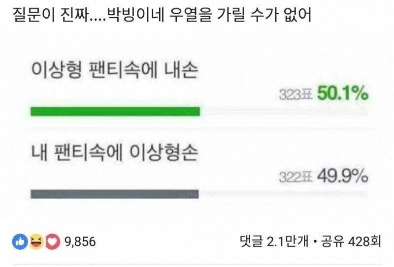 이상형 팬티속 내 손 vs 내 팬티속 이상형 손