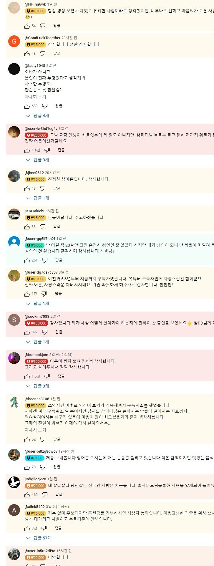 충격적인 쯔양 옹해줬던 참피디 후원상황