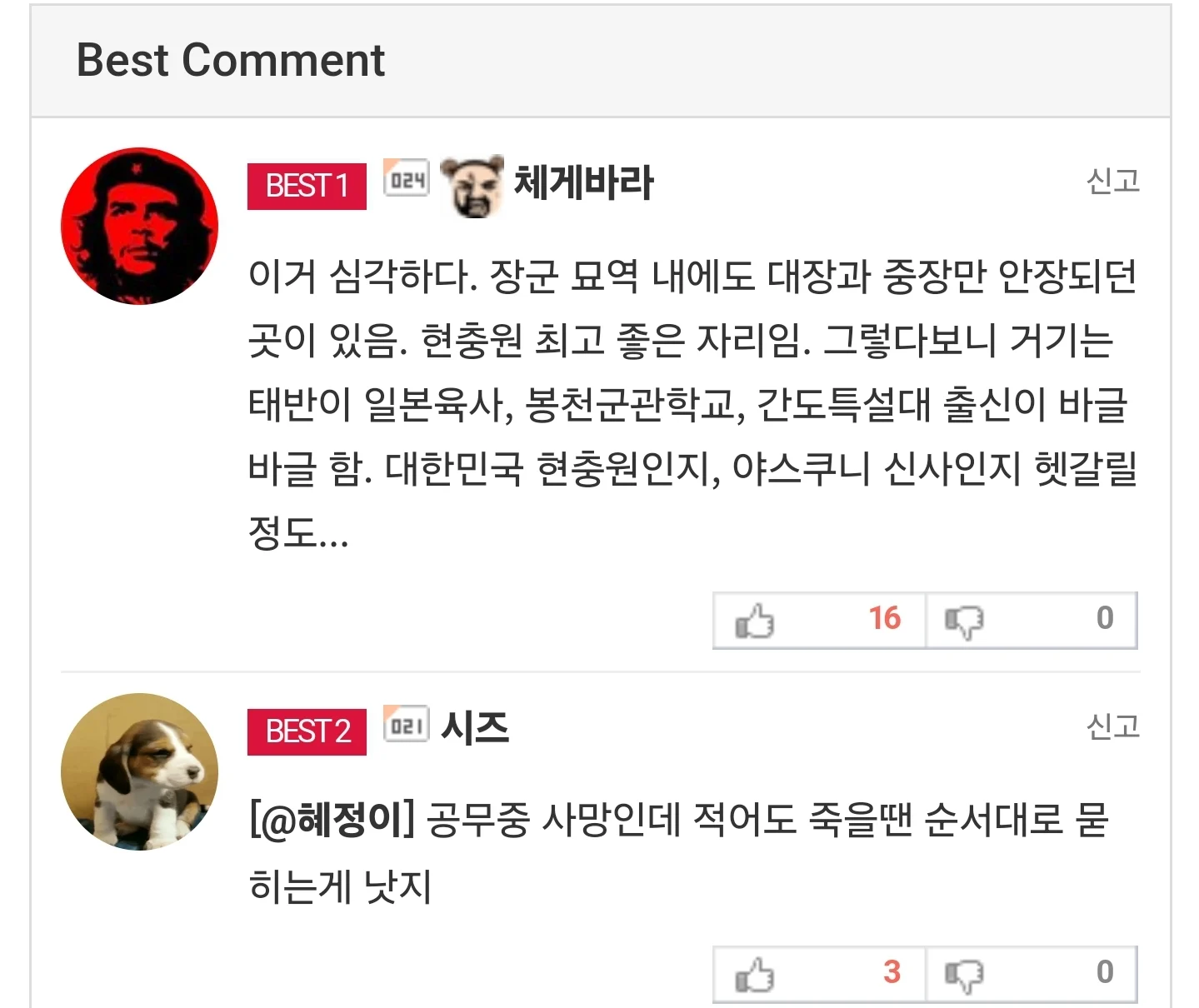 국립 묘지 서열에 분뇨하는 경찰