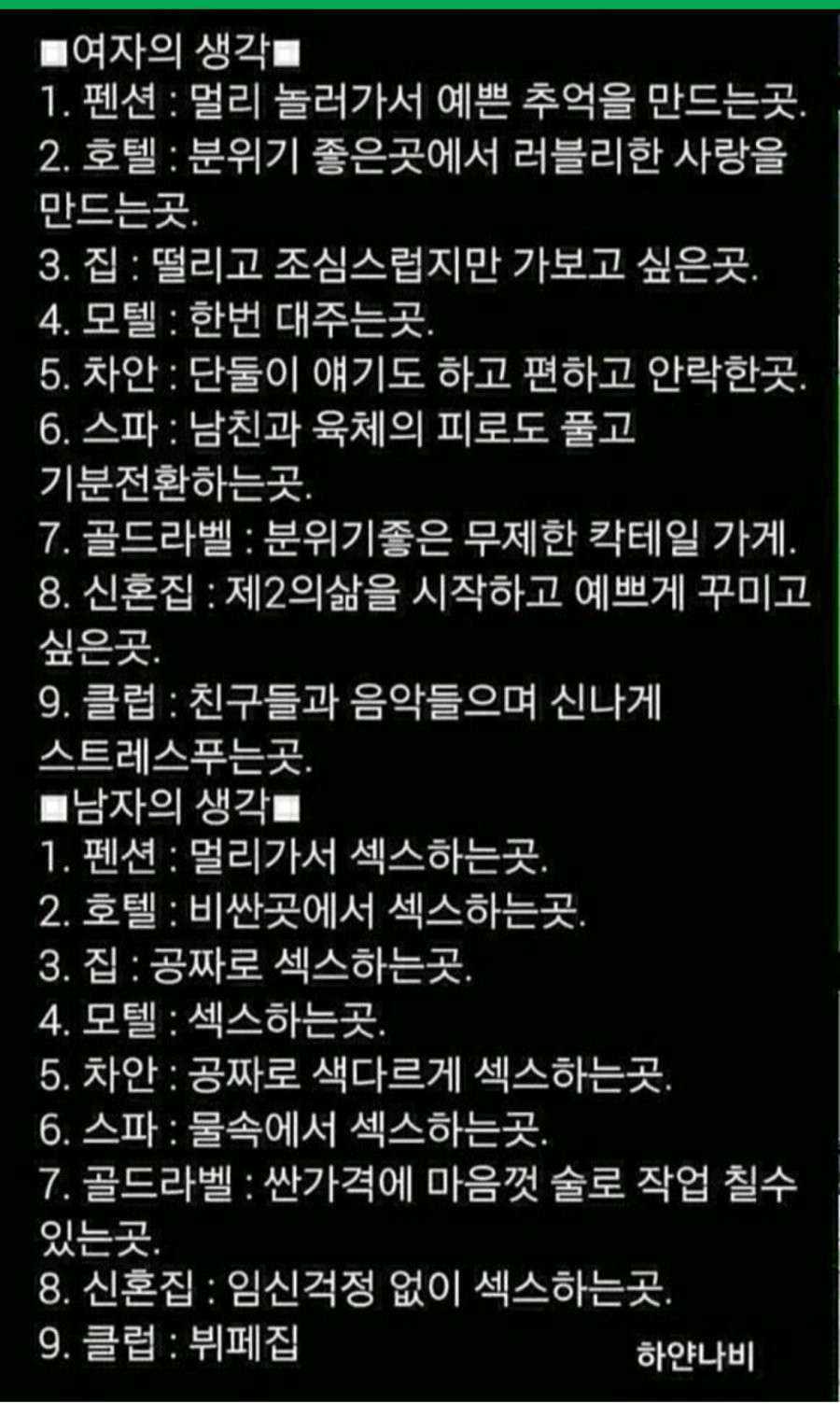 여자가 생각하는 모텔 vs 남자가 생각하는 모텔