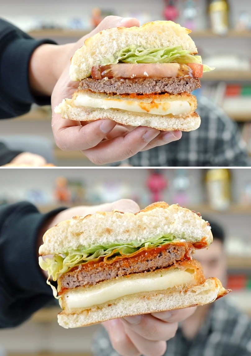 롯데리아 맛피아 버거 2가지 단면 공개