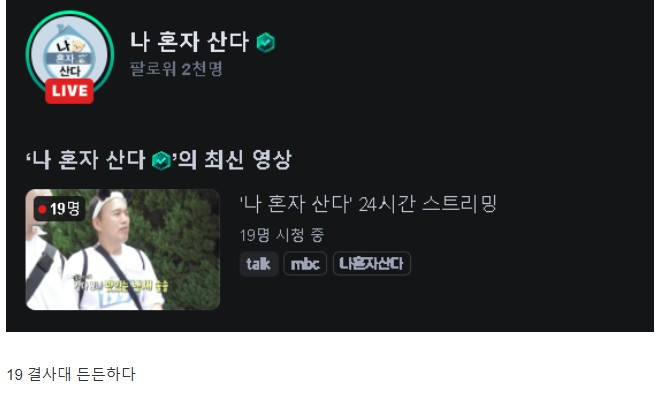 치지직 같이보기로 가져온 나혼산 근황