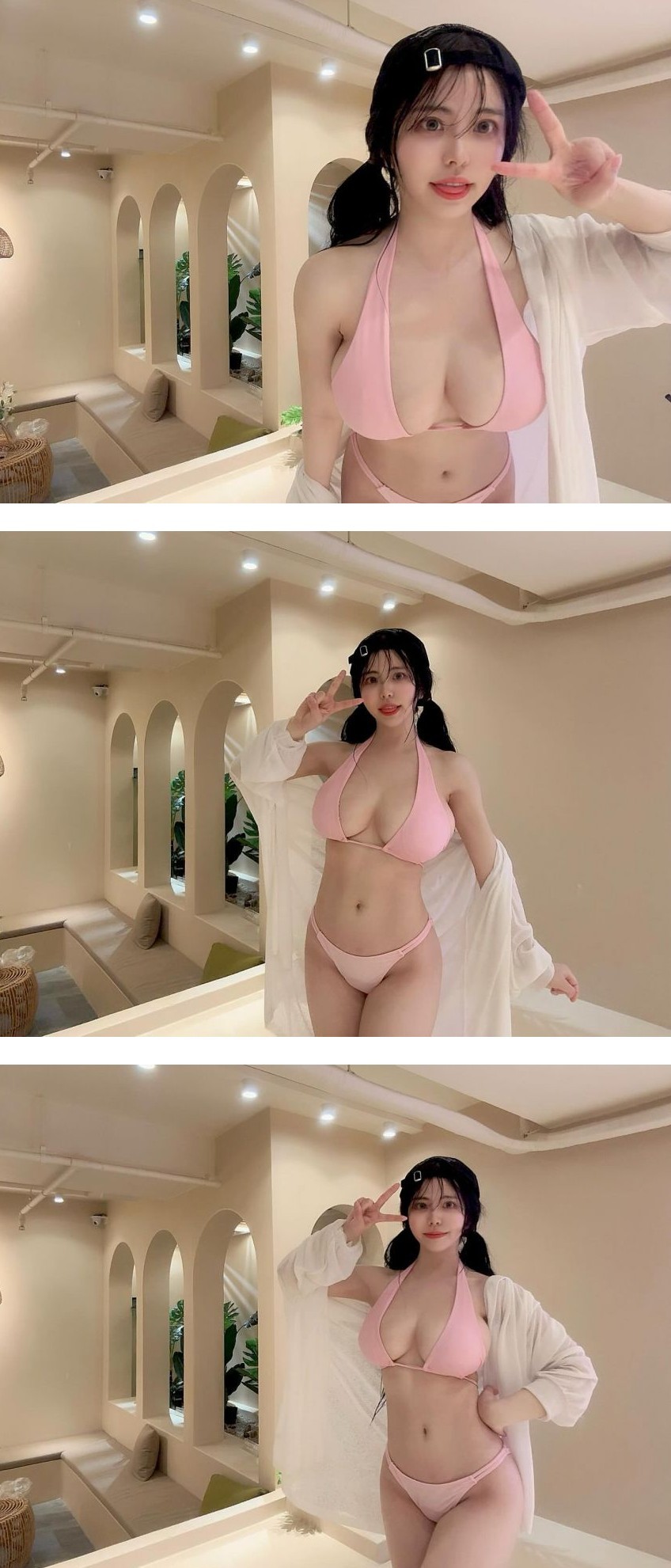 거유 그 자체.. 민가유 풀빌라 비키니