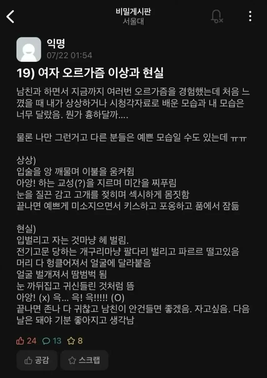 서울대눈나가 써준 오르가즘의 진실