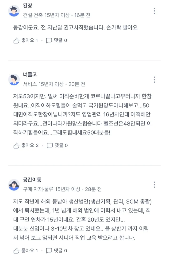 50대의 중소기업 권고사직, 4050 취업시장
