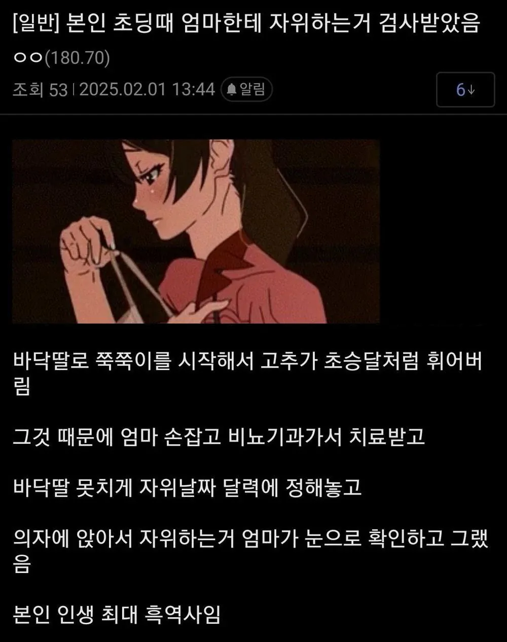 엄마한테 자위 검사를 받은 디시인 