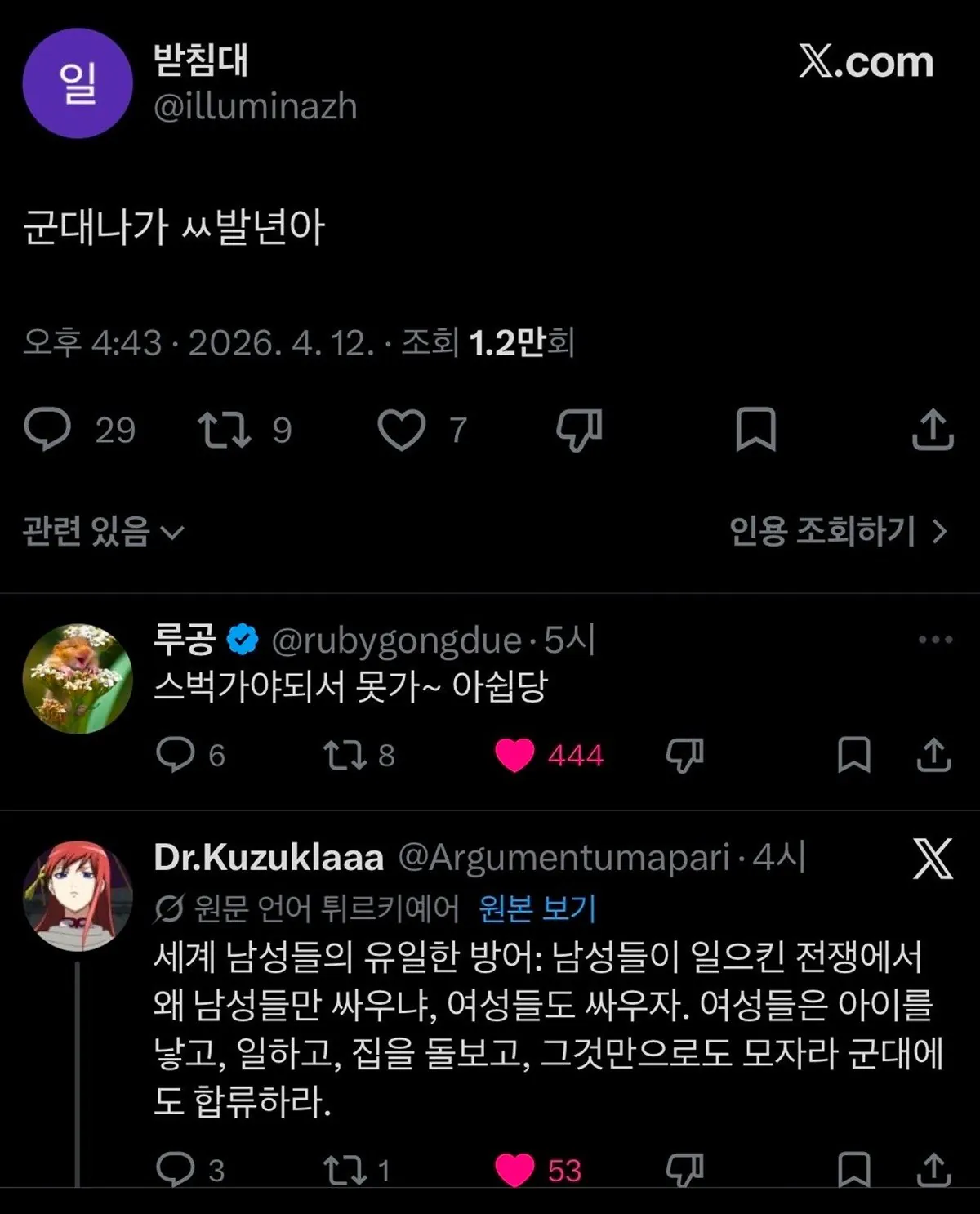 전세계 트위터 페미의 의견 