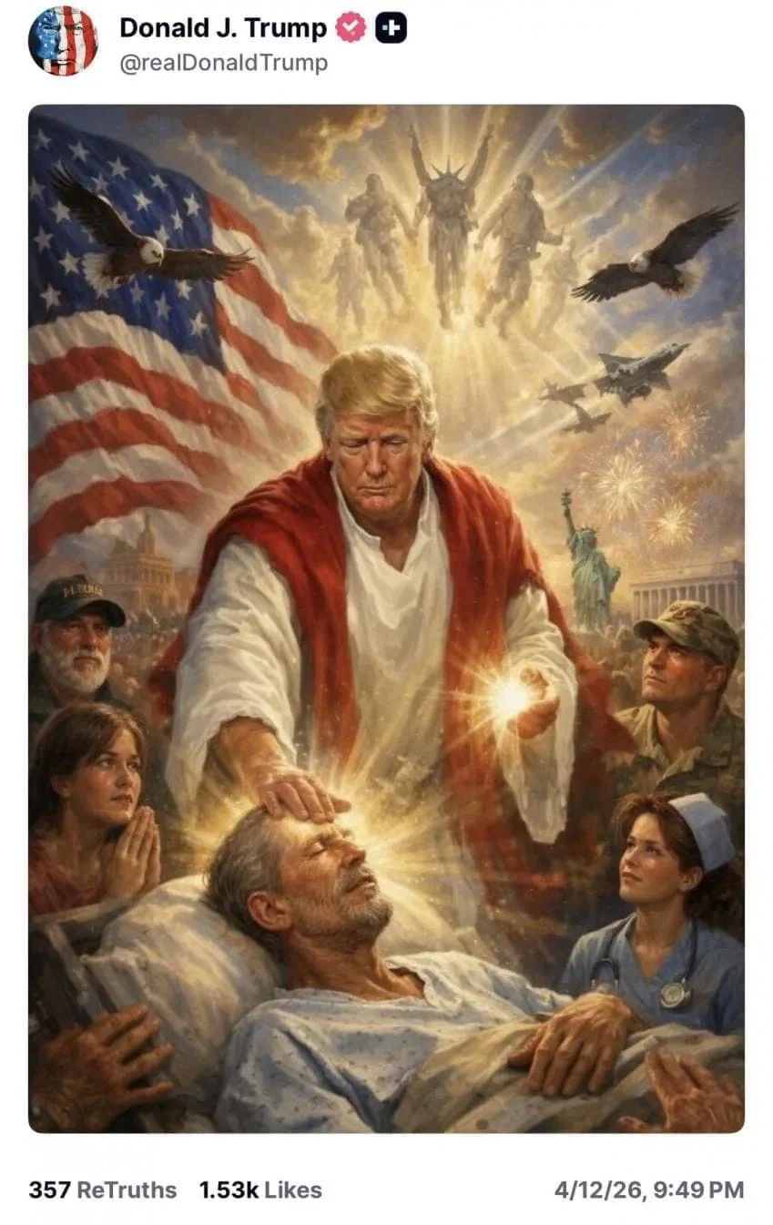 트럼프, 자신을 예수로 합성한 사진 SNS에서 삭제