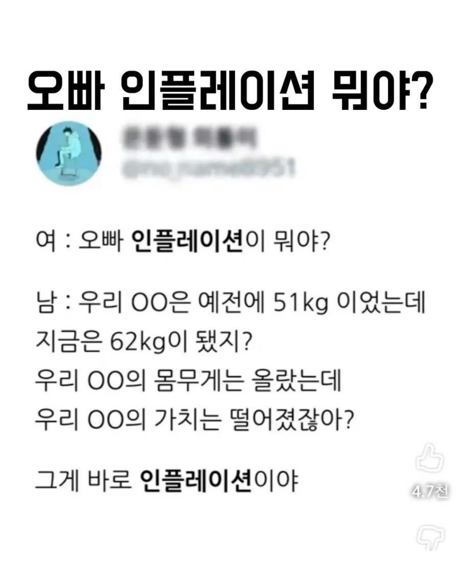 여친에게 인플레이션 설명해주는 남친