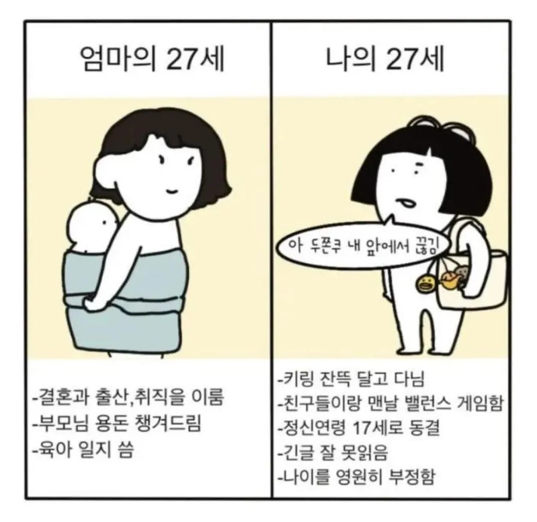엄마의 27세 VS 나의 27세 