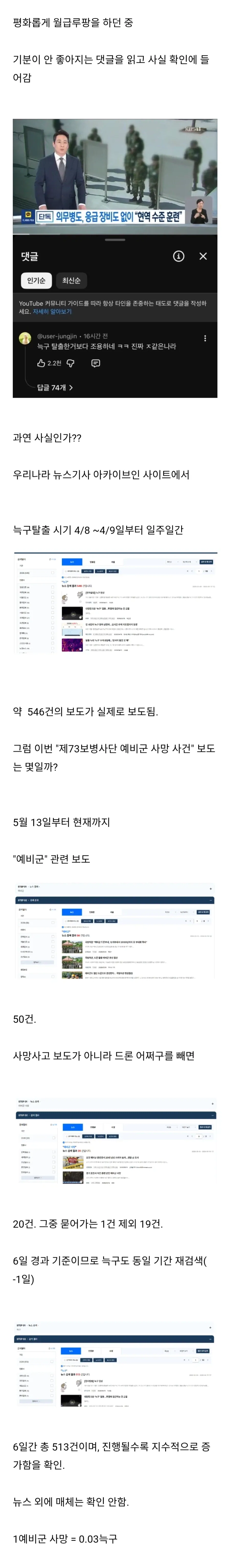 늑구보다 예비군 사망사건이 더 적게 보도될까? 