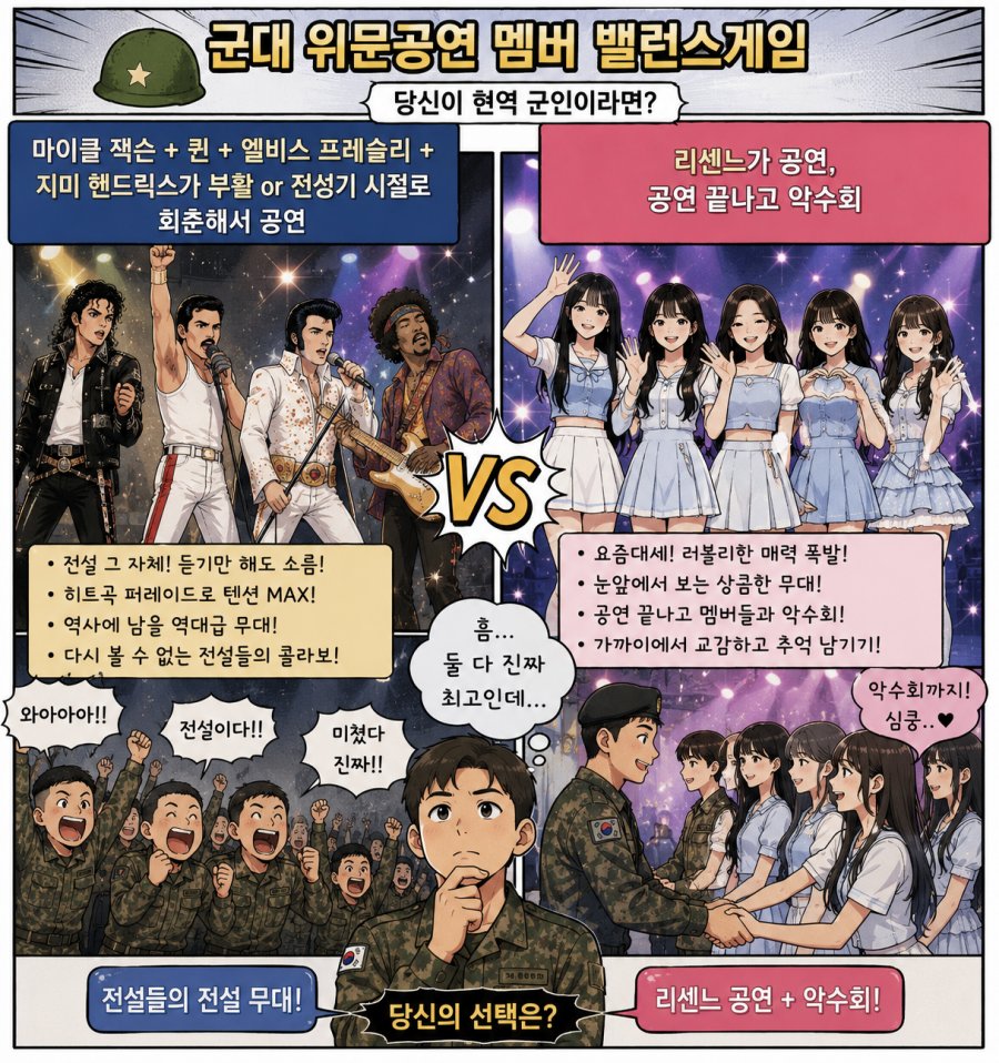 군대 위문공연, 남자 레전드 vs 리센느